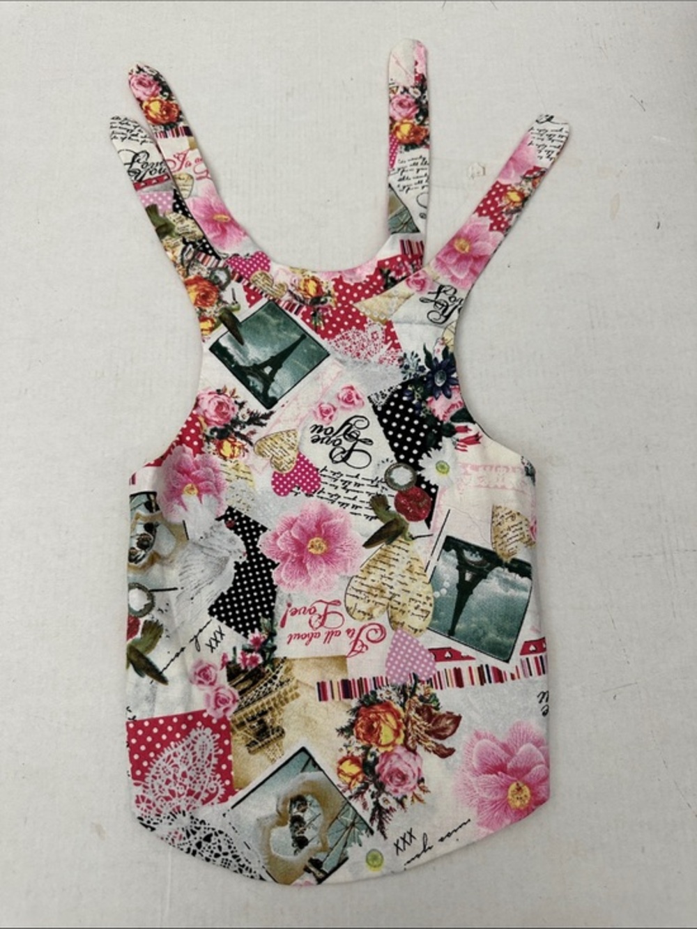 Artisan Vintage Floral Patchwork Dog tie dress in Pink and Green